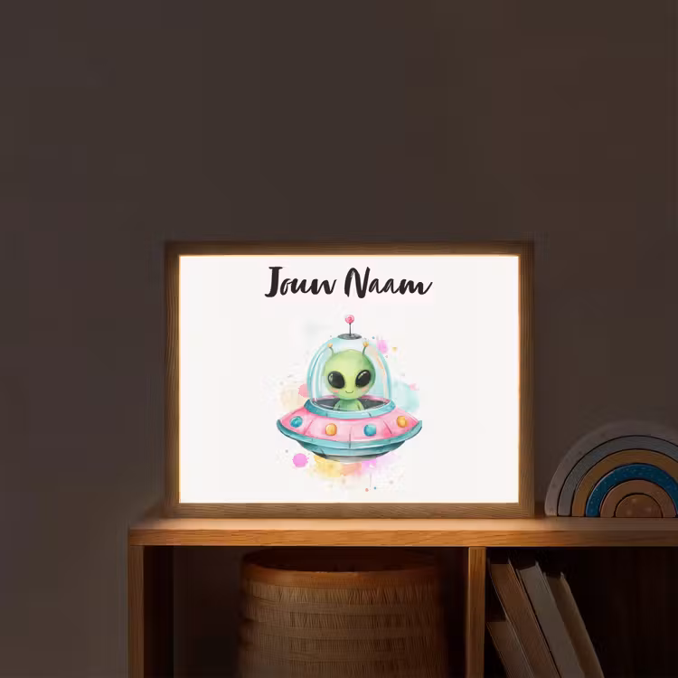 Alien - Ufo - Kleurrijk Light Box met batterij (Wandlamp kind) middel -sfeer1_kind