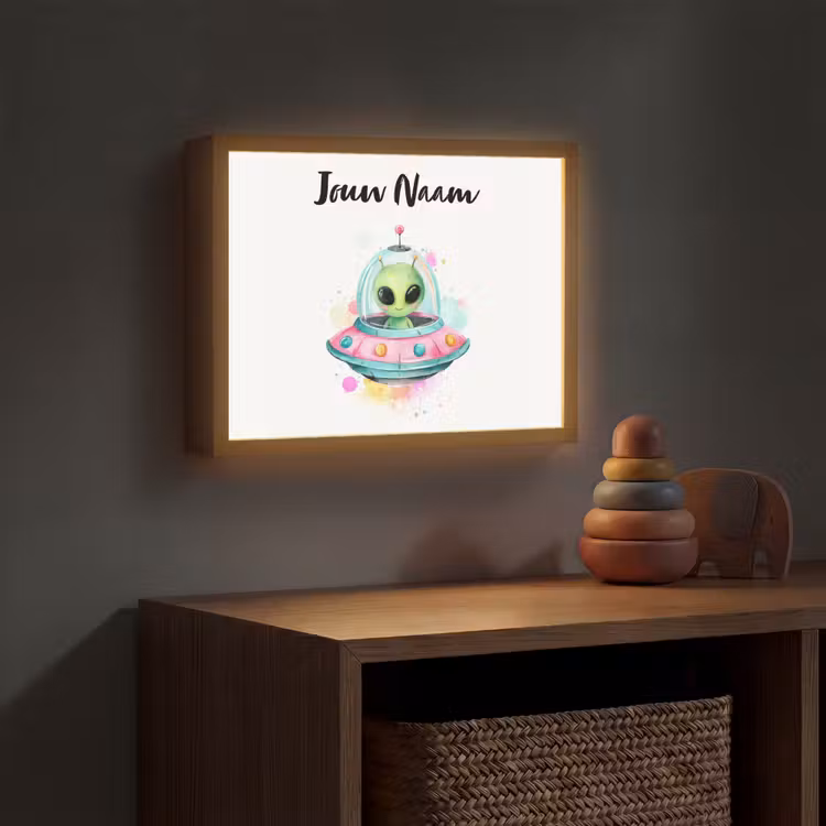 Alien - Ufo - Kleurrijk Light Box met batterij (Wandlamp kind) middel -sfeer5_kind