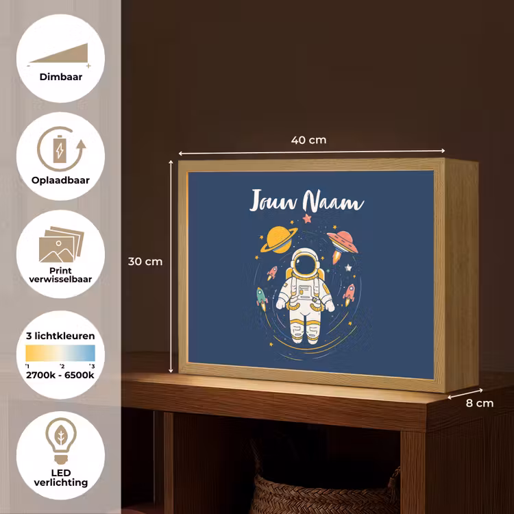 Astronaut - Planeten - Raket Light Box met batterij (Wandlamp kind) middel -USP_websiteoverzichtNL