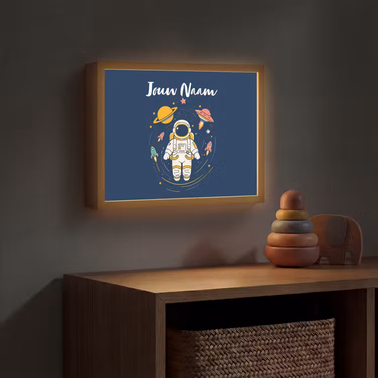 Astronaut - Planeten - Raket Light Box met batterij (Wandlamp kind) middel -sfeer5_kind
