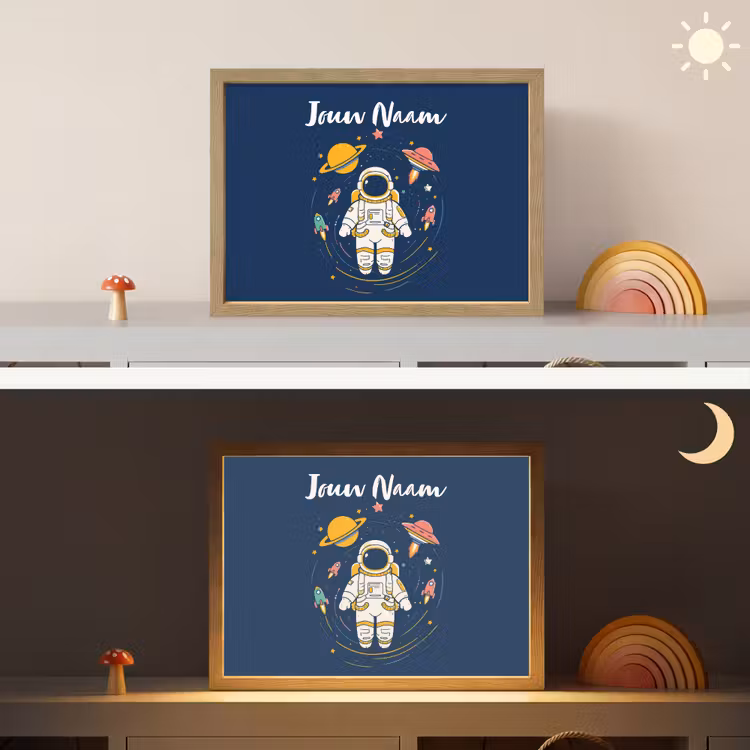 Astronaut - Planeten - Raket Light Box met batterij (Wandlamp kind) middel -sfeer3_kind