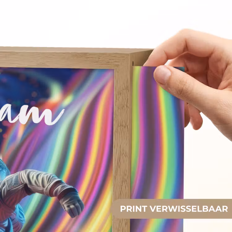 Astronaut - Ruimte - Skateboard - Kleurrijk Light Box met batterij (Wandlamp kind) middel -USP_websiteprintNL