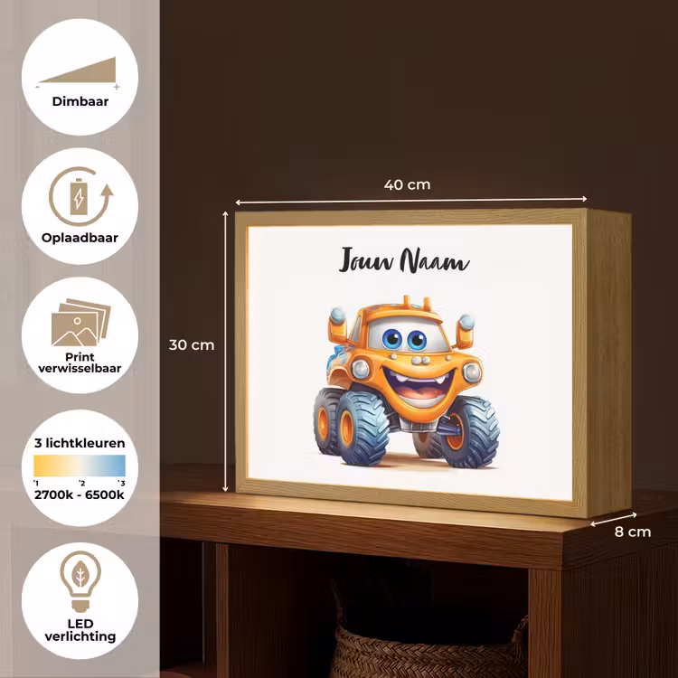 Auto - Oranje - Jongen - Kind Light Box met batterij (Wandlamp kind) middel -USP_websiteoverzichtNL