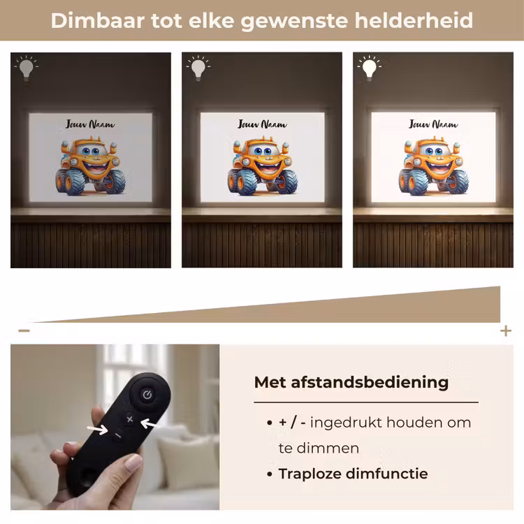 Auto - Oranje - Jongen - Kind Light Box met batterij (Wandlamp kind) middel -USP_dimbaarNL