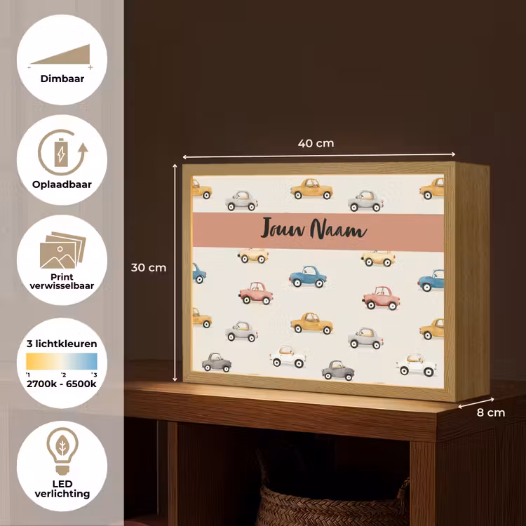 Auto's - Patroon - Kleurrijk Light Box met batterij (Wandlamp kind) middel -USP_websiteoverzichtNL