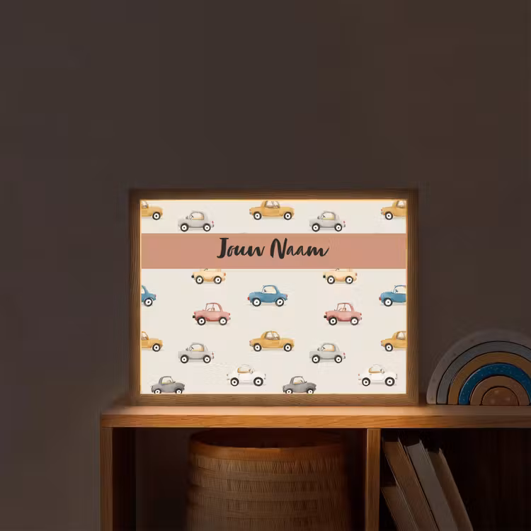 Auto's - Patroon - Kleurrijk Light Box met batterij (Wandlamp kind) middel -sfeer1_kind