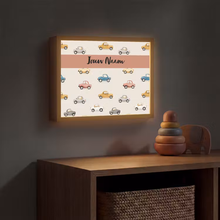 Auto's - Patroon - Kleurrijk Light Box met batterij (Wandlamp kind) middel -sfeer5_kind