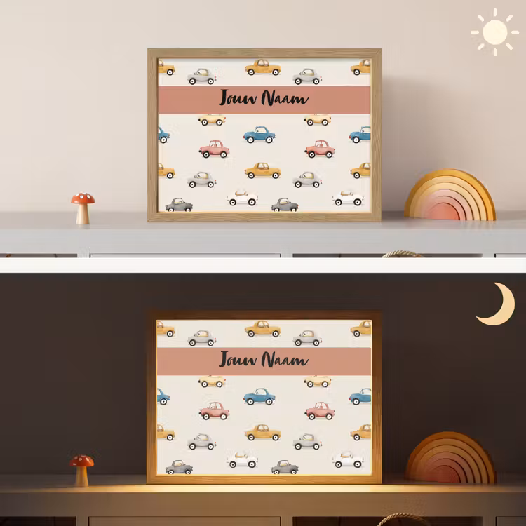 Auto's - Patroon - Kleurrijk Light Box met batterij (Wandlamp kind) middel -sfeer3_kind