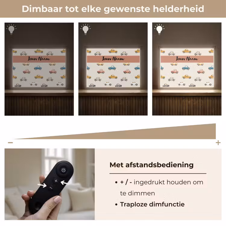 Auto's - Patroon - Kleurrijk Light Box met batterij (Wandlamp kind) middel -USP_dimbaarNL