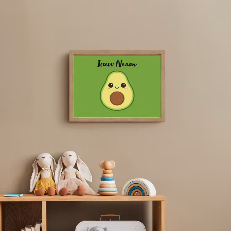 Avocado - Groen - Pit - Gezichtje Light Box met batterij (Wandlamp kind) middel -sfeer2_kind