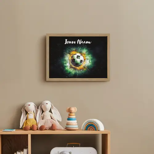 Bal - Voetbal - Groen - Oranje - Rook Light Box met batterij (Wandlamp kind) middel -sfeer2_kind