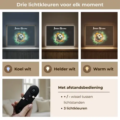 Bal - Voetbal - Groen - Oranje - Rook Light Box met batterij (Wandlamp kind) middel -USP_lichtkleurNL