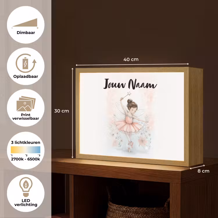Ballerina - Fee - Roze Light Box met batterij (Wandlamp kind) middel -USP_websiteoverzichtNL