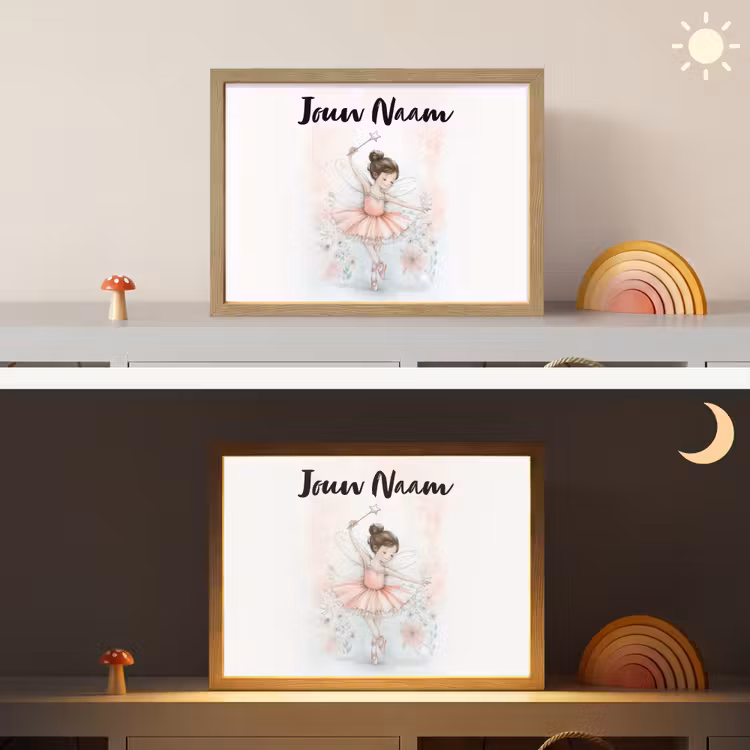 Ballerina - Fee - Roze Light Box met batterij (Wandlamp kind) middel -sfeer3_kind