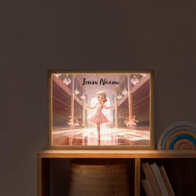 Ballerina - Meisjes - Roze - Kinderen Light Box met batterij (Wandlamp kind) middel -sfeer1_kind