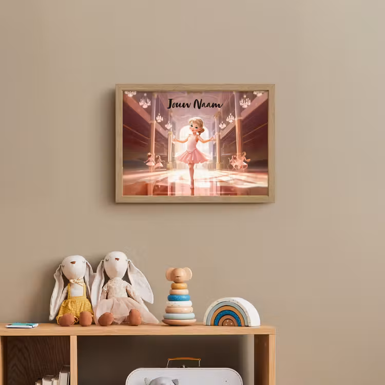 Ballerina - Meisjes - Roze - Kinderen Light Box met batterij (Wandlamp kind) middel -sfeer2_kind
