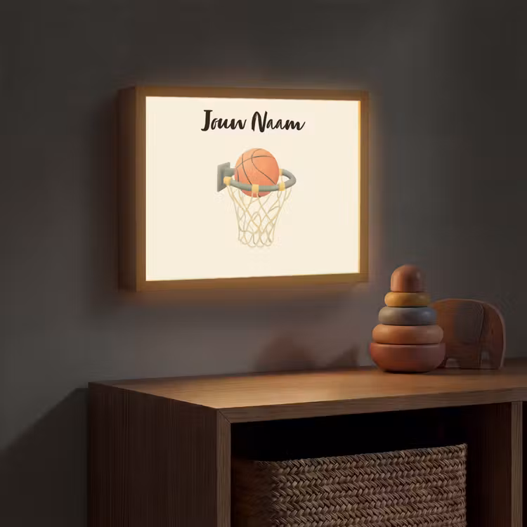 Basketbal - Net - Oranje Light Box met batterij (Wandlamp kind) middel -sfeer5_kind