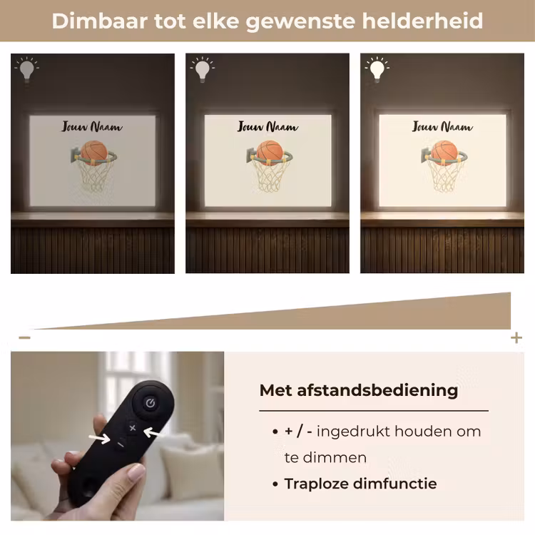 Basketbal - Net - Oranje Light Box met batterij (Wandlamp kind) middel -USP_dimbaarNL