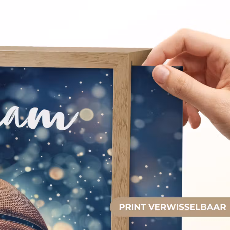 Basketbal - Vuur - Sport - Blauw - Oranje Light Box met batterij (Wandlamp kind) middel -USP_websiteprintNL