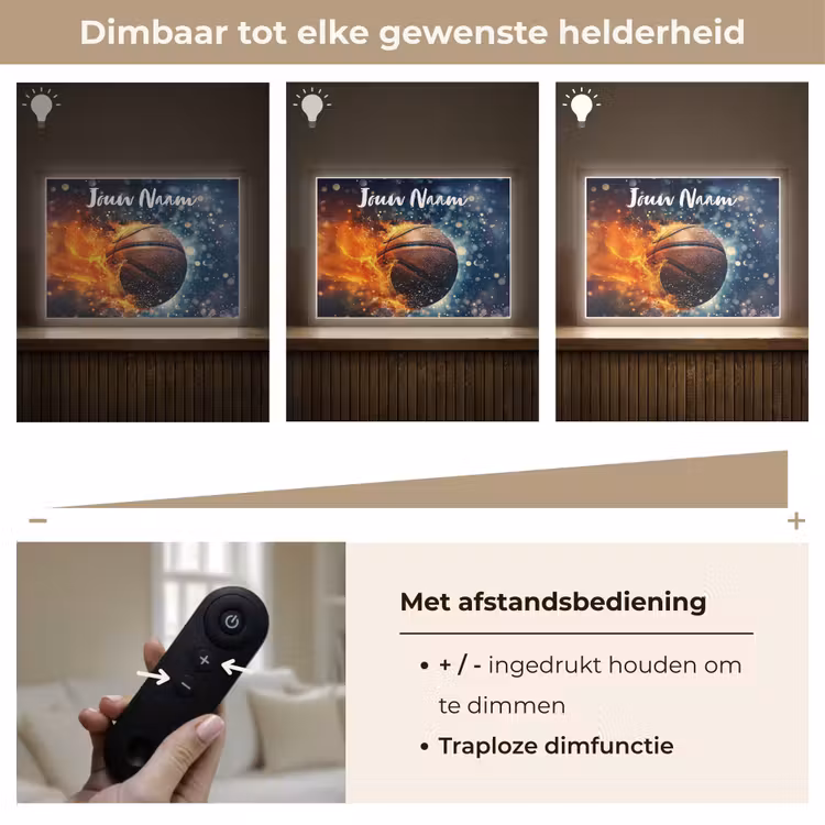 Basketbal - Vuur - Sport - Blauw - Oranje Light Box met batterij (Wandlamp kind) middel -USP_dimbaarNL