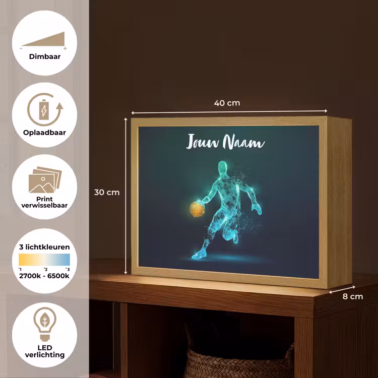 Basketbalspeler - Digitaal - Groen - Blauw Light Box met batterij (Wandlamp kind) middel -USP_websiteoverzichtNL