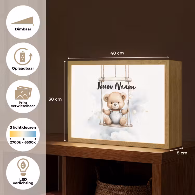 Beer - Baby - Dier - Kinderen Light Box met batterij (Wandlamp kind) middel -USP_websiteoverzichtNL