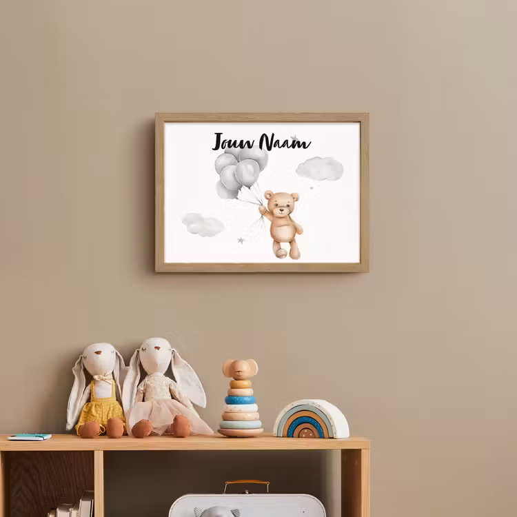 Beer - Ballonen - Sterren - Kinderen Light Box met batterij (Wandlamp kind) middel -sfeer2_kind