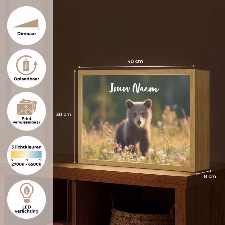 Beer - Bloemenveld - Gras Light Box met batterij (Wandlamp kind) middel -USP_websiteoverzichtNL