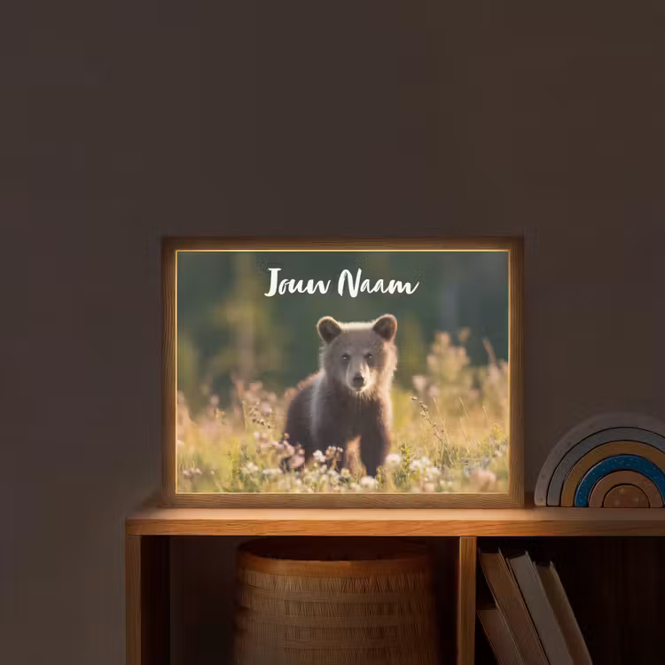 Beer - Bloemenveld - Gras Light Box met batterij (Wandlamp kind) middel -sfeer1_kind
