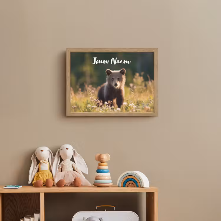Beer - Bloemenveld - Gras Light Box met batterij (Wandlamp kind) middel -sfeer2_kind