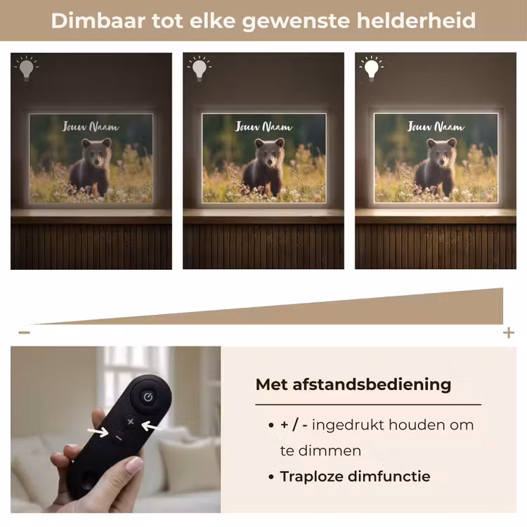 Beer - Bloemenveld - Gras Light Box met batterij (Wandlamp kind) middel -USP_dimbaarNL