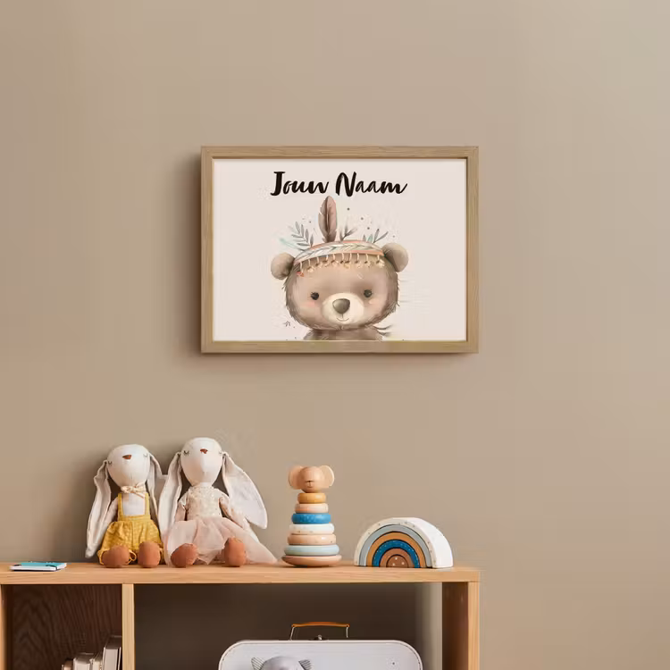 Beer - Boho - Indianentooi - Dieren Light Box met batterij (Wandlamp kind) middel -sfeer2_kind
