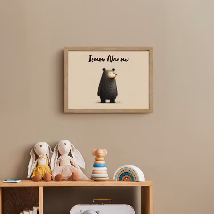 Beer - Donkerbruin - Minimalistisch Light Box met batterij (Wandlamp kind) middel -sfeer2_kind