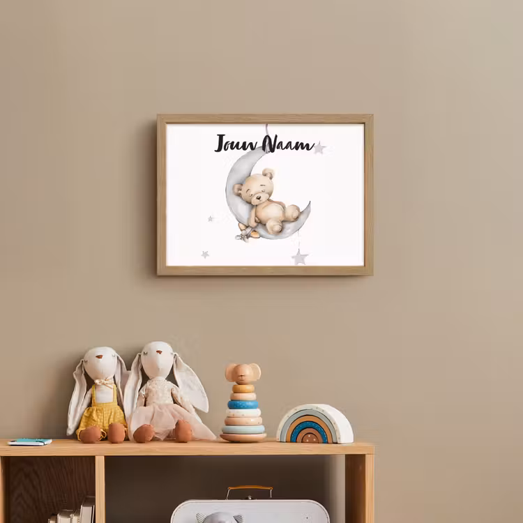 Beer - Maan - Sterren - Kinderen Light Box met batterij (Wandlamp kind) middel -sfeer2_kind