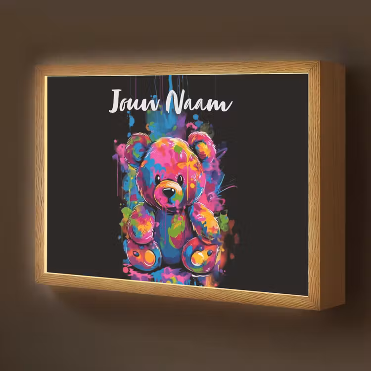 Beer - Verf - Kleurrijk - Knuffeldier Light Box met batterij (Wandlamp kind) middel -z3d_website