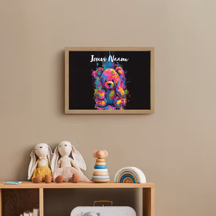 Beer - Verf - Kleurrijk - Knuffeldier Light Box met batterij (Wandlamp kind) middel -sfeer2_kind