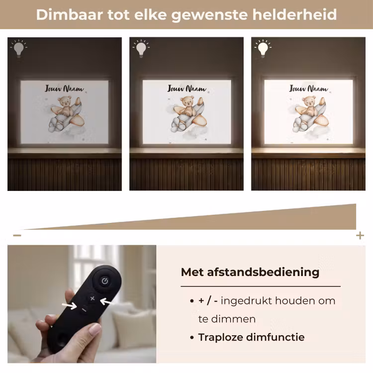 Beer - Vliegtuig - Sterren - Kinderen Light Box met batterij (Wandlamp kind) middel -USP_dimbaarNL