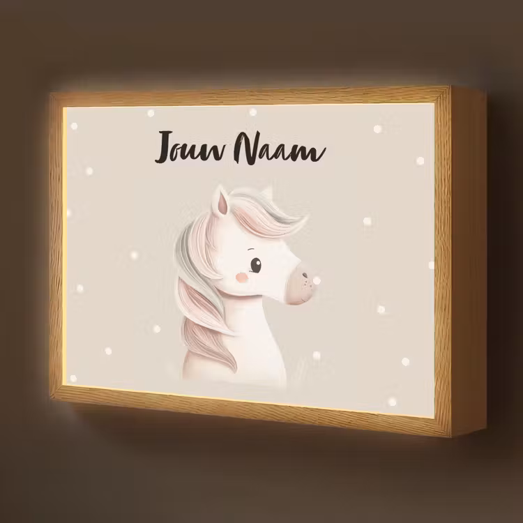 Beige - Pony - Manen - Stippen Light Box met batterij (Wandlamp kind) middel -z3d_website