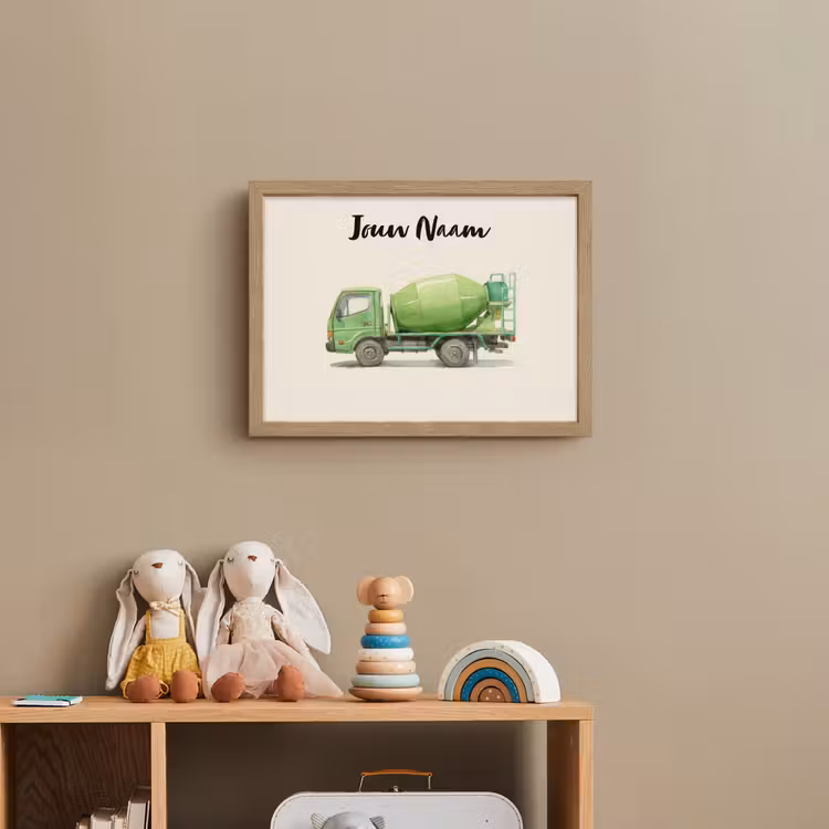 Betonmixer - Getekend - Groen Light Box met batterij (Wandlamp kind) middel -sfeer2_kind