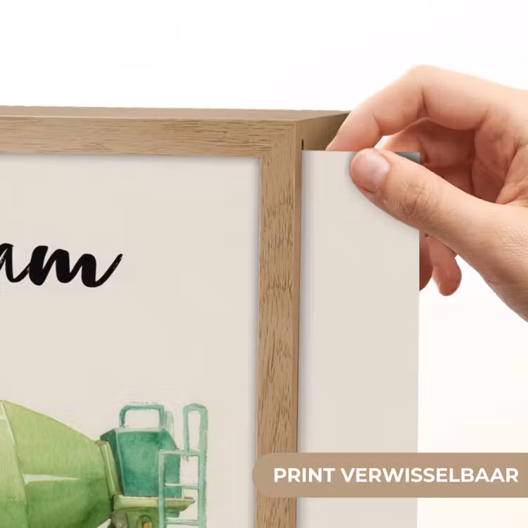Betonmixer - Getekend - Groen Light Box met batterij (Wandlamp kind) middel -USP_websiteprintNL