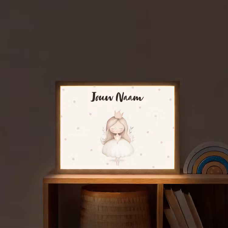 Blaadjes - Ballerina - Stippen - Kroon Light Box met batterij (Wandlamp kind) middel -sfeer1_kind