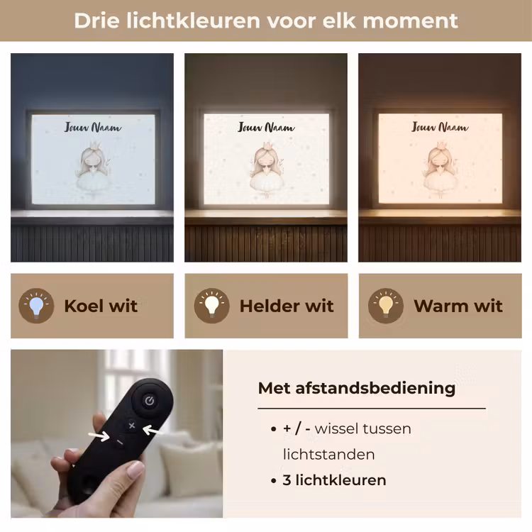 Blaadjes - Ballerina - Stippen - Kroon Light Box met batterij (Wandlamp kind) middel -USP_lichtkleurNL
