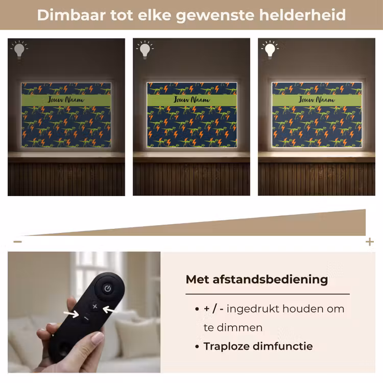 Bliksemschichten - Oranje - Dino - Patroon Light Box met batterij (Wandlamp kind) middel -USP_dimbaarNL