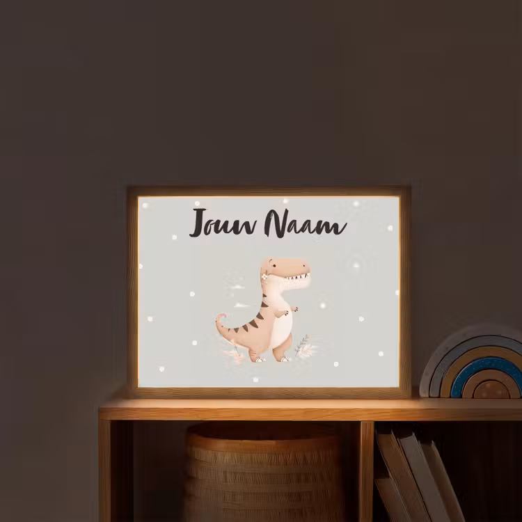 Bloemen - Blauw - Stippen - Dino Light Box met batterij (Wandlamp kind) middel -sfeer1_kind
