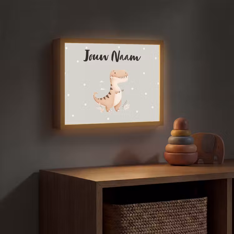 Bloemen - Blauw - Stippen - Dino Light Box met batterij (Wandlamp kind) middel -sfeer5_kind