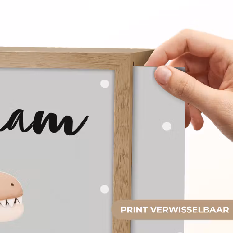 Bloemen - Blauw - Stippen - Dino Light Box met batterij (Wandlamp kind) middel -USP_websiteprintNL
