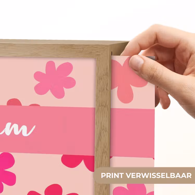 Bloemen - Patroon - Roze Light Box met batterij (Wandlamp kind) middel -USP_websiteprintNL