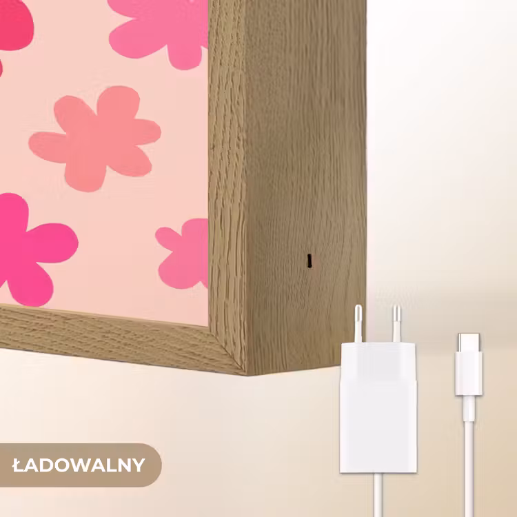 Bloemen - Patroon - Roze Light Box met batterij (Wandlamp kind) middel -USP_websiteoplaadbaarNL