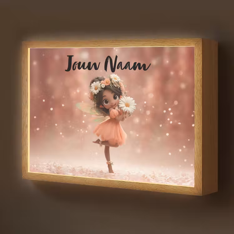 Bloemenfee - Roze - Meisje Light Box met batterij (Wandlamp kind) middel -z3d_website