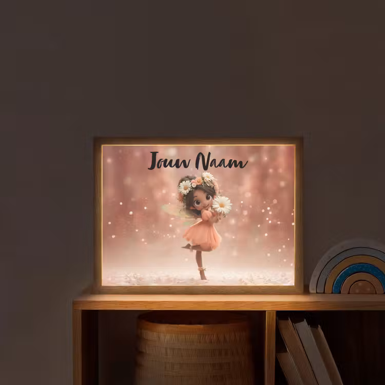 Bloemenfee - Roze - Meisje Light Box met batterij (Wandlamp kind) middel -sfeer1_kind